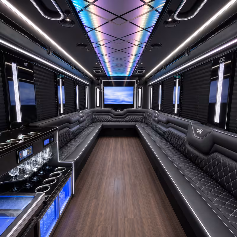 15 Passenger Party Bus Interior