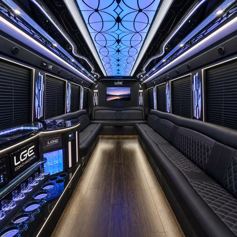 18 Passenger Party Bus Interior