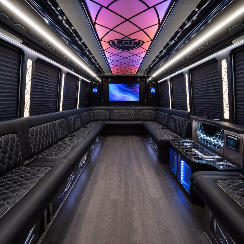 18 Passenger Party Bus Interior