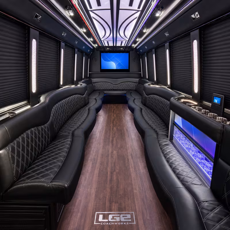 20 Passenger Party Bus Interior
