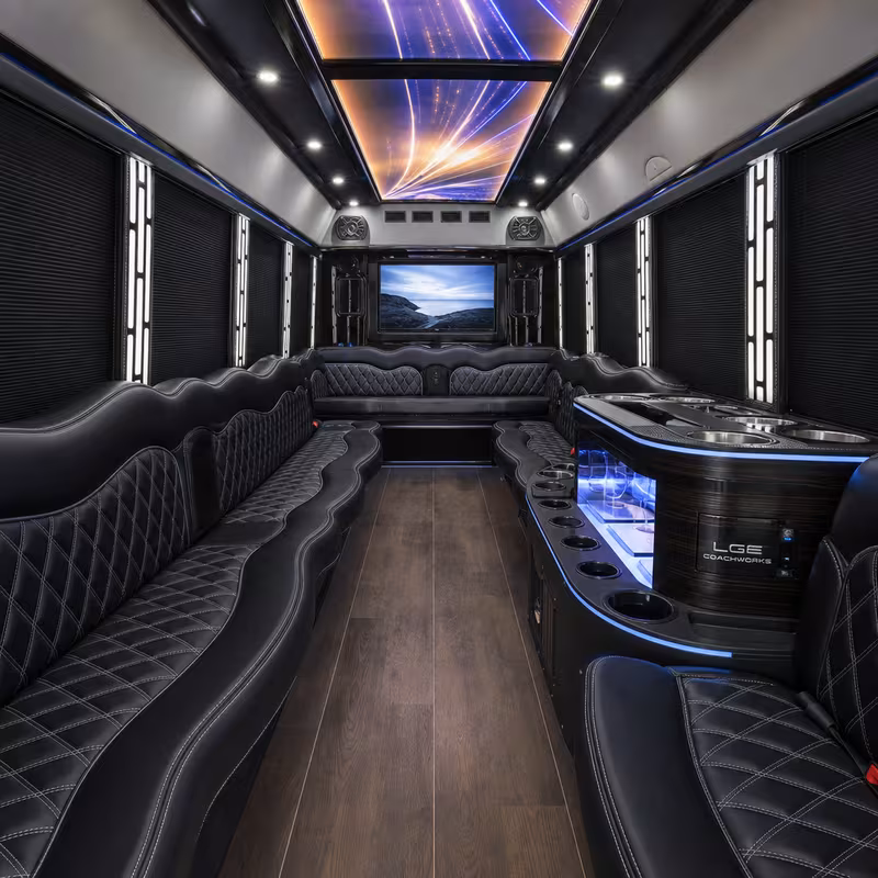 20 Passenger Party Bus Interior