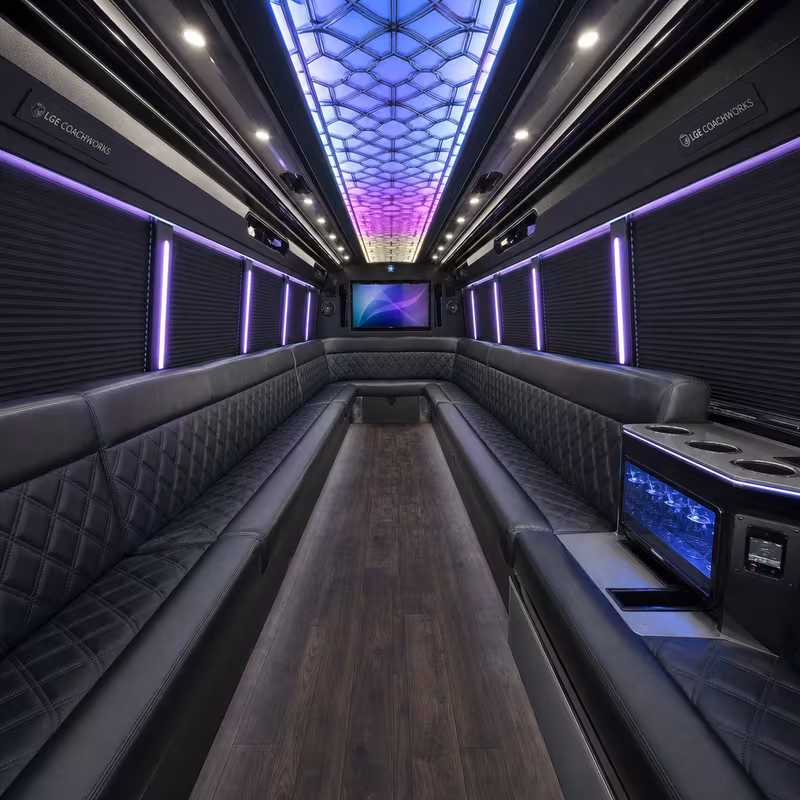 25 Passenger Party Bus Interior