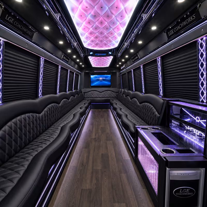 25 Passenger Party Bus Interior