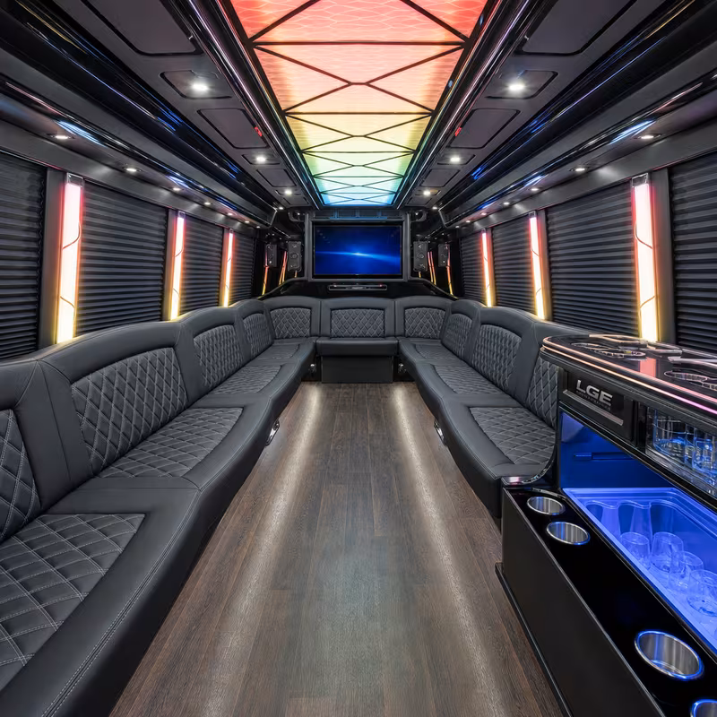 28 Passenger Party Bus Interior