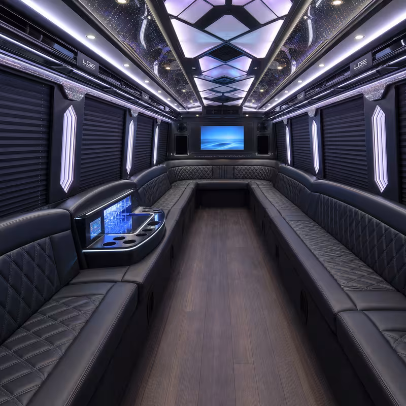 50 Passenger Party Bus Interior