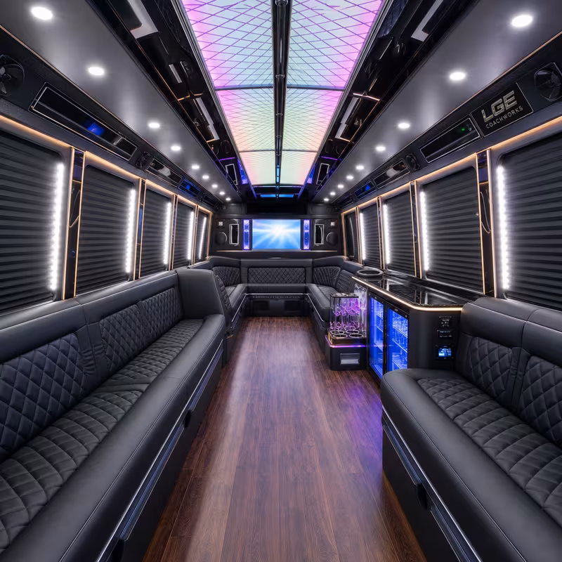 50 Passenger Party Bus Interior