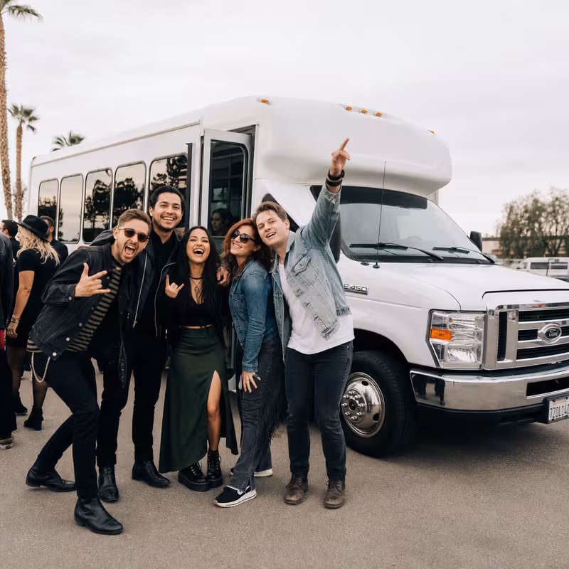 Black Mercedes Sprinter van staged for an Myrtle Beach Concert Transportation group