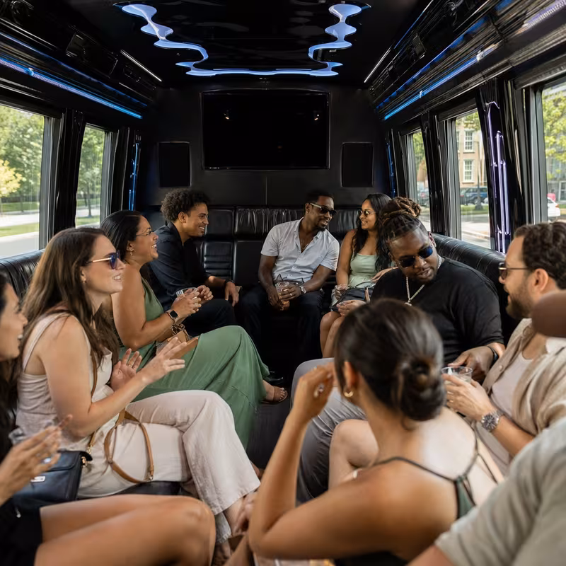 Black Mercedes Sprinter van staged for an Myrtle Beach Private Event Transportation group
