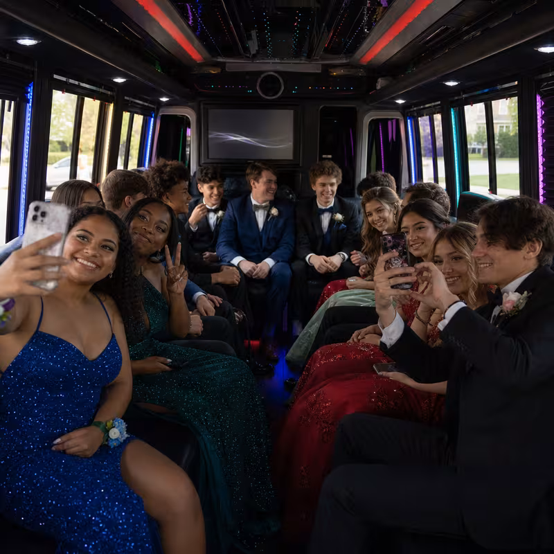 Black Mercedes Sprinter van staged for an Myrtle Beach Prom & Homecoming Transportation group