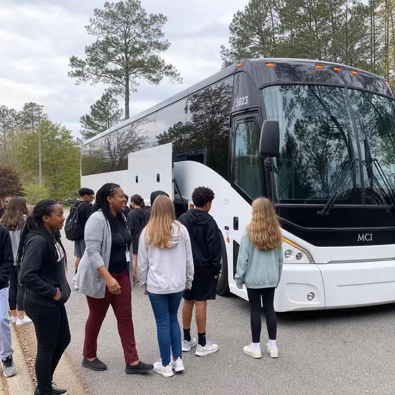 Black Mercedes Sprinter van staged for an Myrtle Beach School Transportation group